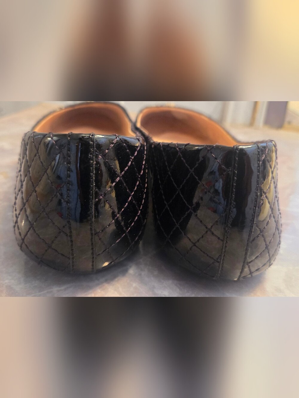 Tory Burch Black Quilted Patent Leather Ballet Flats - Picture 3 of 6